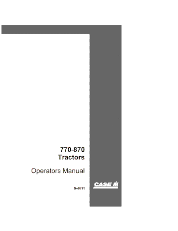 Operator’s Manual-Case IH Tractor 700 SERIES 770 870 9-4011