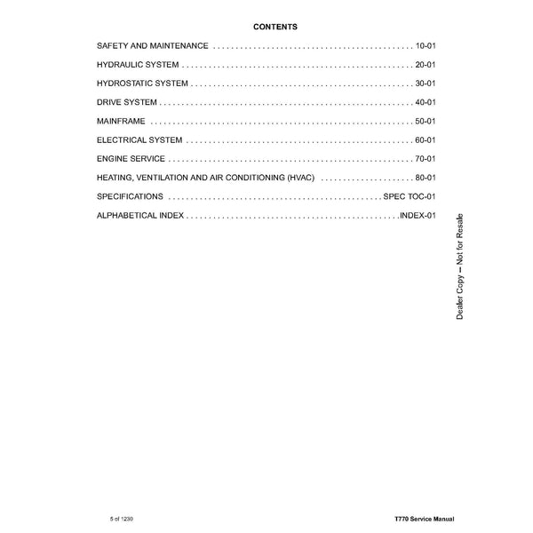 Bobcat T770 Compact Track Loader Service Repair Manual SN AT6311001 & Above
