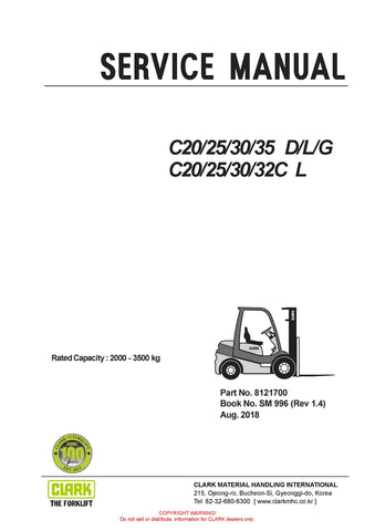 Clark SM-996 Forklift Service Repair Manual Pdf