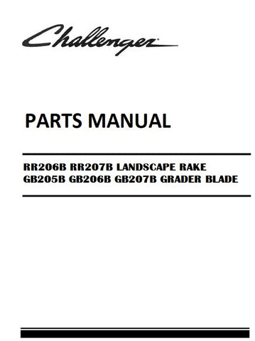 Download Challenger RR206B RR207B LANDSCAPE RAKE GB205B GB206B GB207B GRADER BLADE Parts Manual