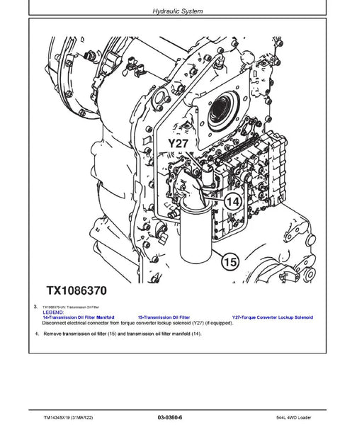 John Deere 544L (SN. from F693054) 4WD Loader Service Repair Manual TM14345X19