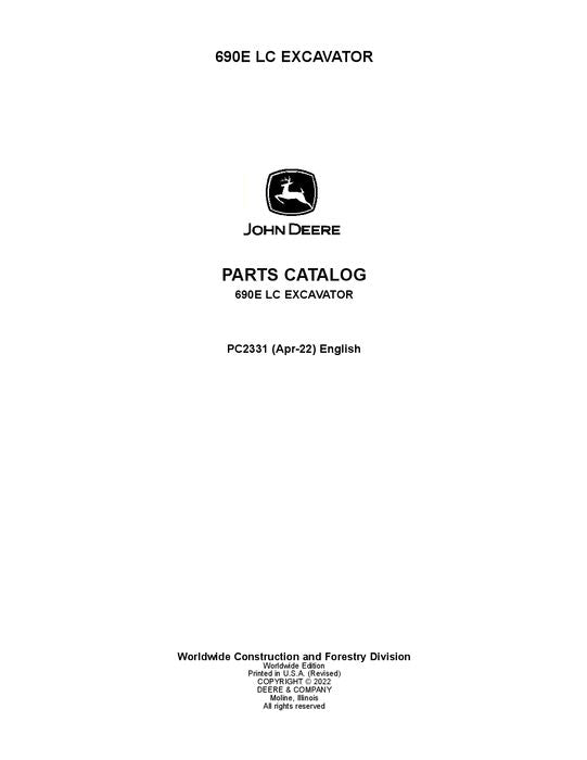 John Deere 690ELC E Series Excavator Parts Manual PC2331