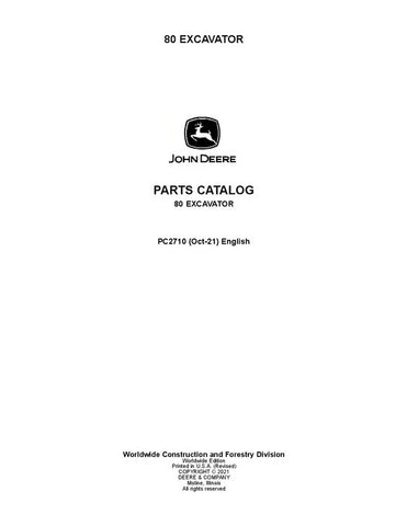 John Deere 80 Series Excavator Parts Manual PC2710