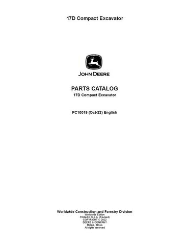 PC10019 - John Deere 17D D Series Excavator Parts Manual