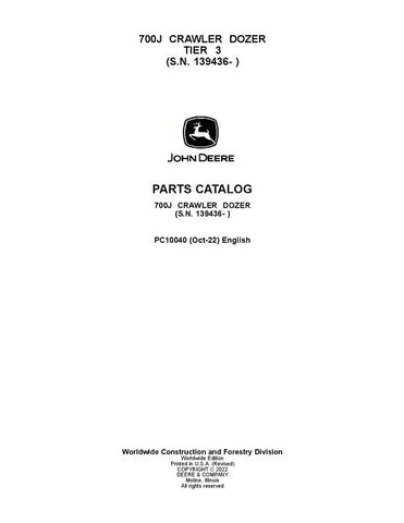 Pdf PC10040 John Deere 700J Crawler Dozer Parts Manual