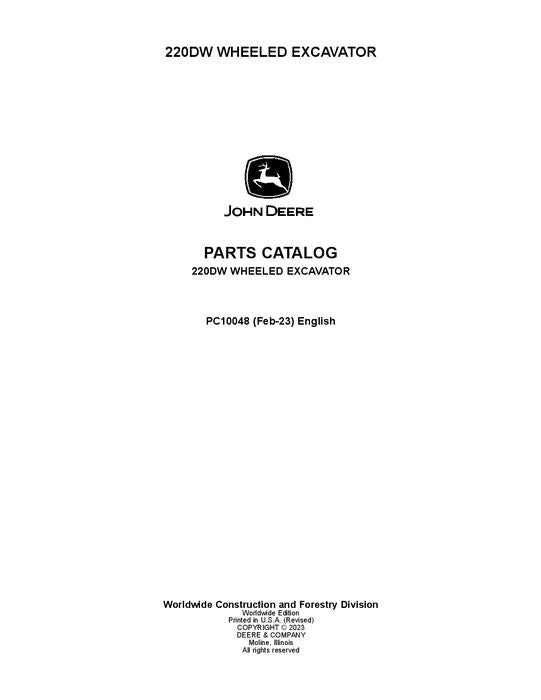 PC10048 - John Deere 220DW D Series Excavator Parts Manual