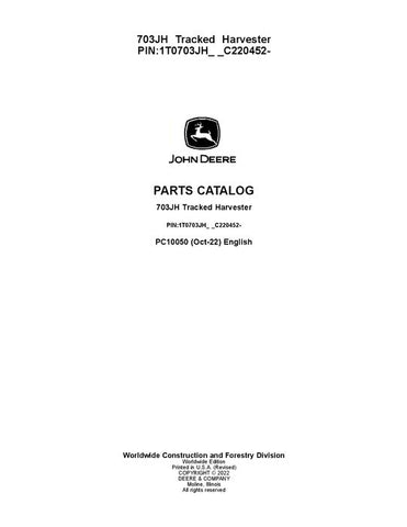 Pdf PC10050 John Deere 703JH Tracked Feller Buncher Parts Manual