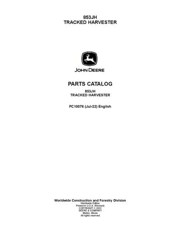 Pdf PC10076 John Deere 853JH Tracked Harvester Parts Manual