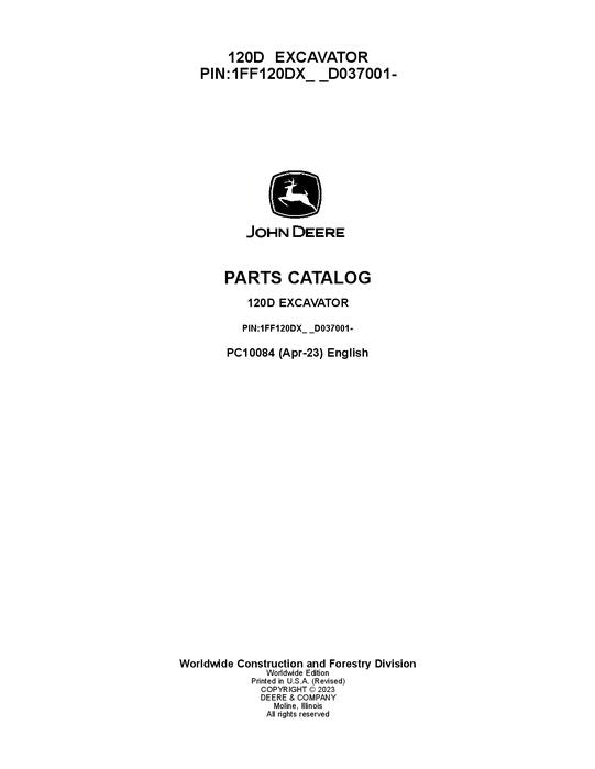 PC10084 - John Deere 120D D Series Excavator Parts Manual