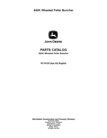 Pdf PC10125 John Deere 643K Wheeled Feller Buncher Parts Manual