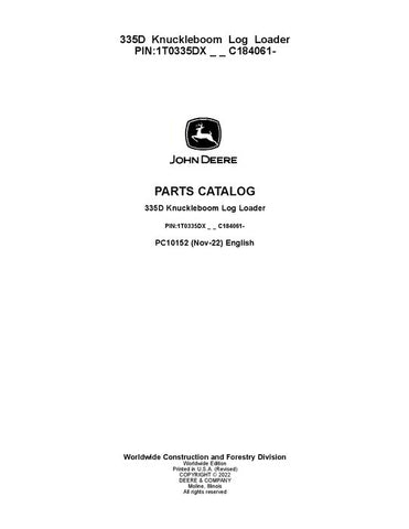 Pdf PC10152 John Deere 335D Knuckleboom Loader Parts Manual