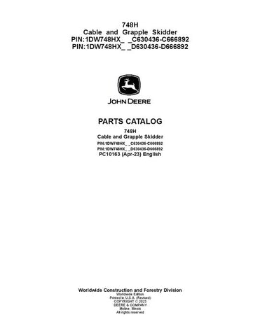 Pdf PC10163 John Deere 748H Skidder Parts Manual