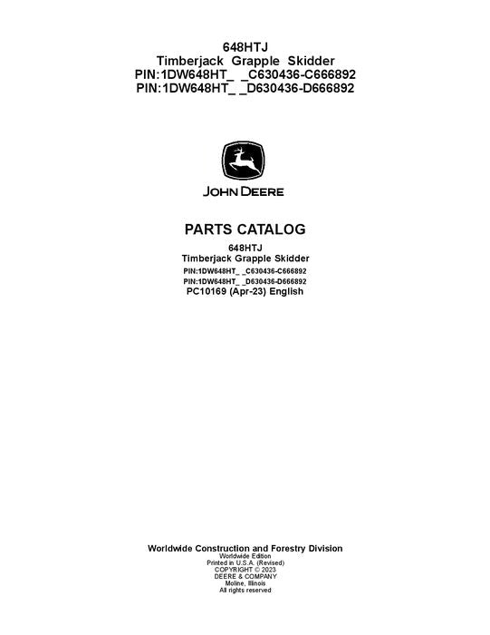 Pdf PC10169 John Deere 648HTJ Skidder Parts Manual