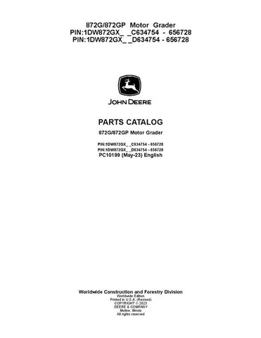 PC10199 - John Deere 872G 872GP G Series Motor Graders Parts Manual