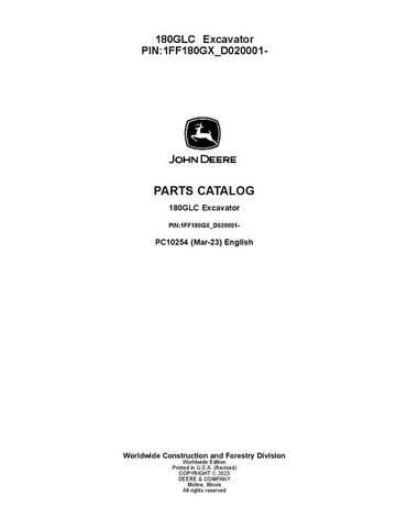 PC10254 - John Deere 180GLC G Series Excavator Parts Manual PIN: 1FF180GX_CD020001-