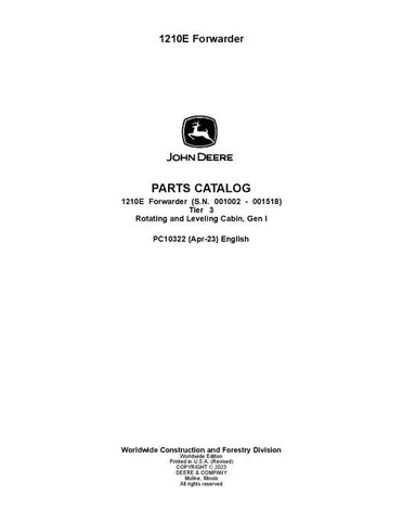 PC10322 - John Deere 1210E T3 Forwarder Parts Manual