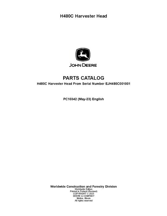 Pdf PC10342 John Deere H480C Harvesting Head Parts Manual