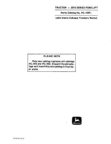 PC1087 - John Deere 2010 Series Forklifts Parts Manual