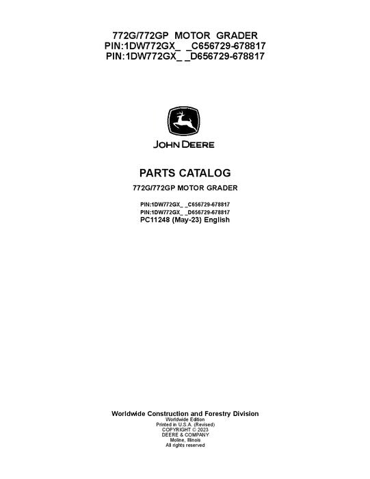 PC11248 - John Deere 772G 772GP G Series Graders Parts Manual