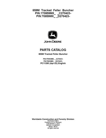 Pdf PC11285 John Deere 859M Tracked Feller Buncher Parts Manual