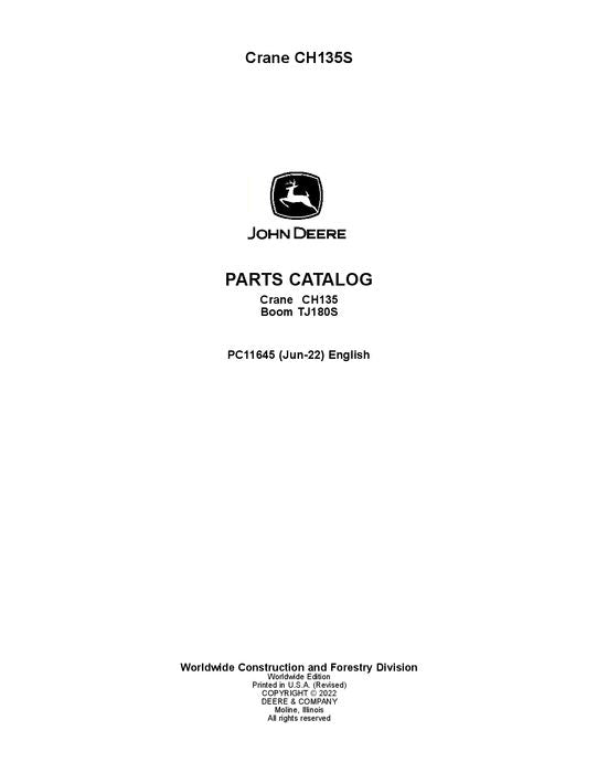 Pdf PC11645 John Deere CH135S Attachment Parts Manual