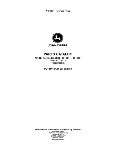 Pdf PC12415 John Deere 1210E IT4 FFC Forwarder Parts Manual