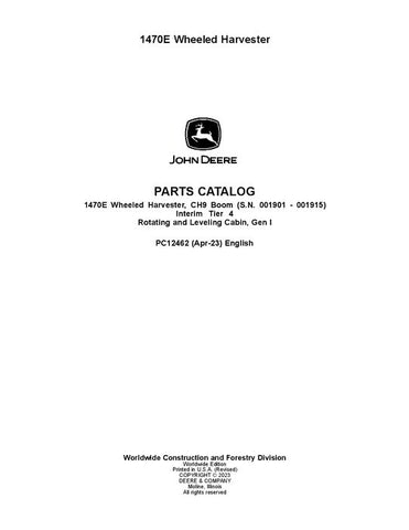 Pdf PC12462 John Deere 1470E IT4 CH9 Wheeled Harvester Parts Manual