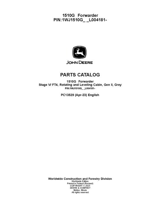 Pdf PC13529 John Deere 1510G FT4 RL Forwarder Parts Manual