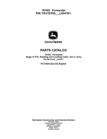 Pdf PC13529 John Deere 1510G FT4 RL Forwarder Parts Manual