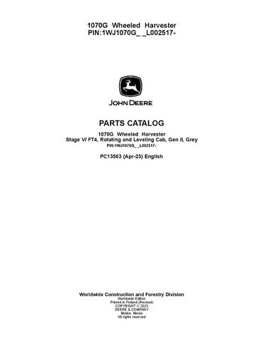 Pdf PC13563 John Deere 1070G Forwarder Parts Manual