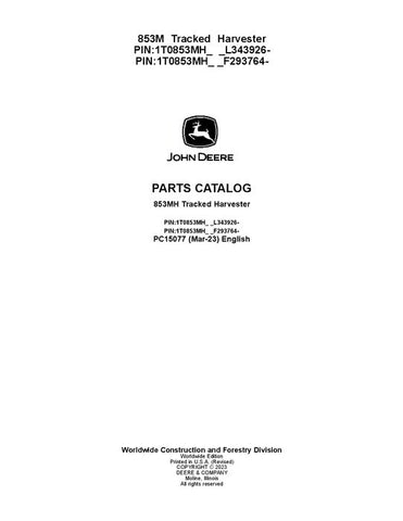 Pdf PC15077 John Deere 853MH Tracked Harvester Parts Manual