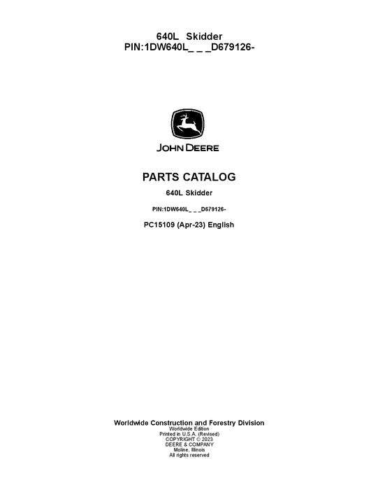 Pdf PC15109 John Deere 640L Skidder Parts Manual