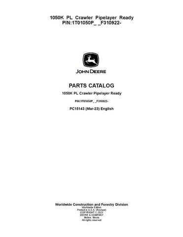 Pdf PC15143 John Deere 1050K PL Crawler Loader Parts Manual