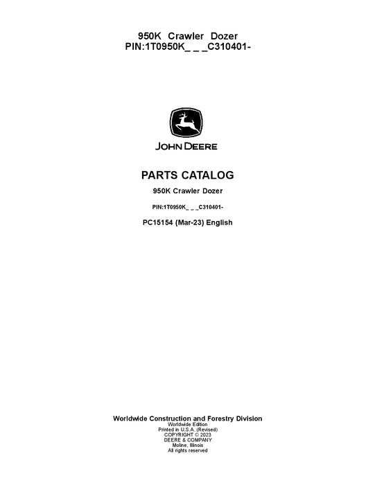 Pdf PC15154 John Deere 950K Crawler Dozer Parts Manual