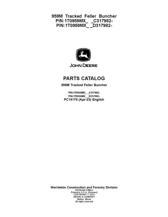 Pdf PC15176 John Deere 959M Tracked Feller Buncher Parts Manual