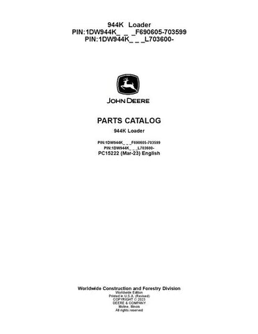 Pdf PC15222 John Deere 944K Crawler Loader Parts Manual