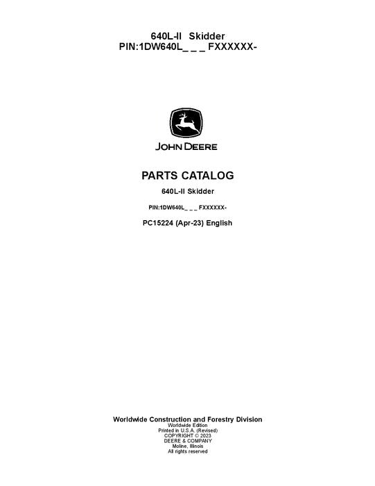 Pdf PC15224 John Deere 640L-II Skidder Parts Manual