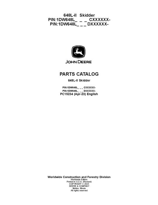 Pdf PC15234 John Deere 648L-II Skidder Parts Manual