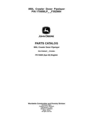 Pdf PC15265 John Deere 850L PL Crawler Dozer Parts Manual