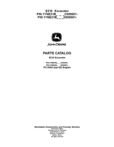 PC15282 - John Deere E210-II E Series Excavator Parts Manual