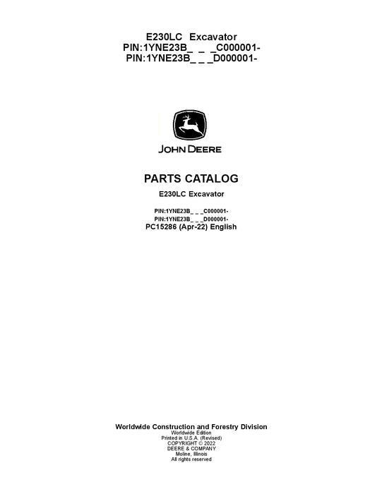 PC15286 - John Deere E230LC L Series Excavator Parts Manual