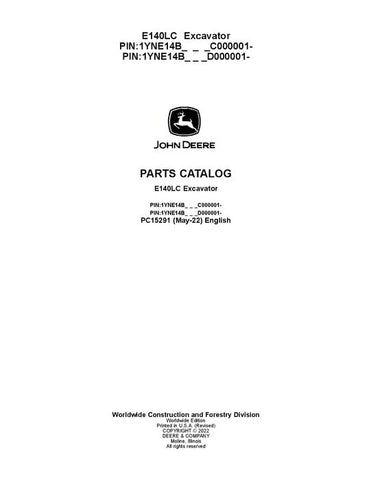 PC15291 - John Deere E140-II E140LC Series Excavator Parts Manual