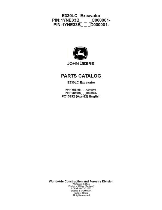 PC15292 - John Deere E330LC Series Excavator Parts Manual