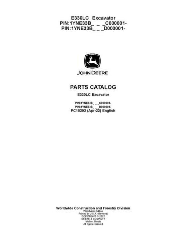 PC15292 - John Deere E330LC Series Excavator Parts Manual