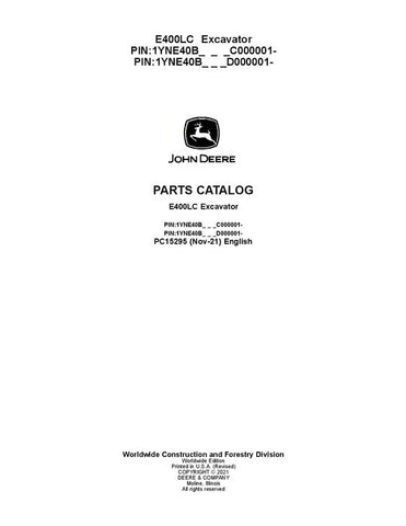 PC15295 - John Deere E400LC Series Excavator Parts Manual