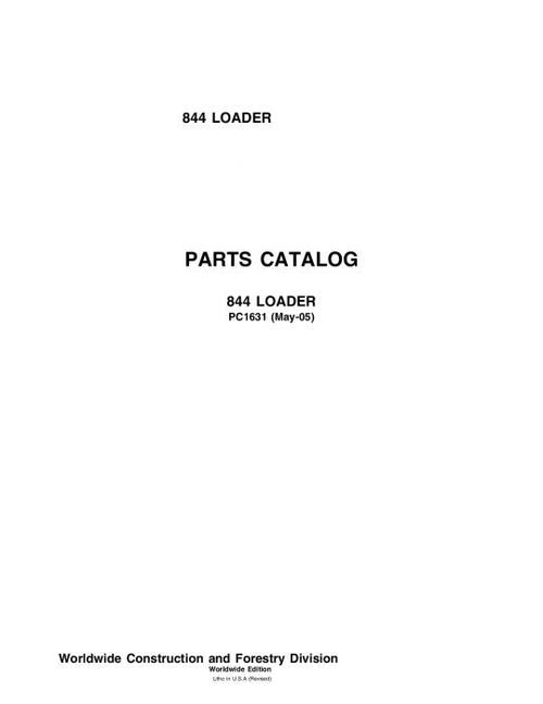 John Deere 844 Loader Parts Manual PC1631