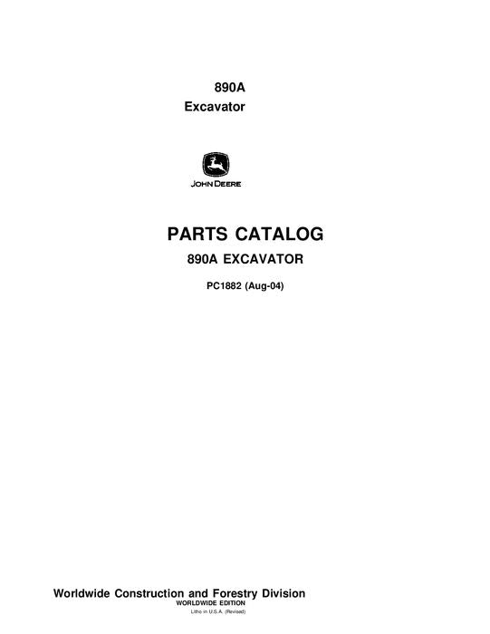 PC1882 - John Deere 890A Excavator Parts Manual