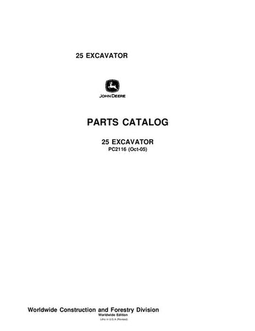 PC2116 - John Deere 25 Excavator Parts Manual