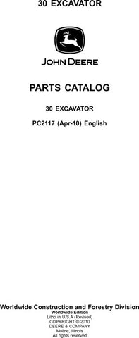 PC2117 - John Deere 30 Excavator Parts Manual