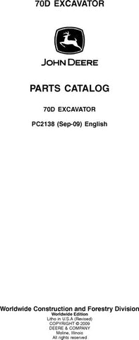 PC2138 - John Deere 70D Excavator Parts Manual